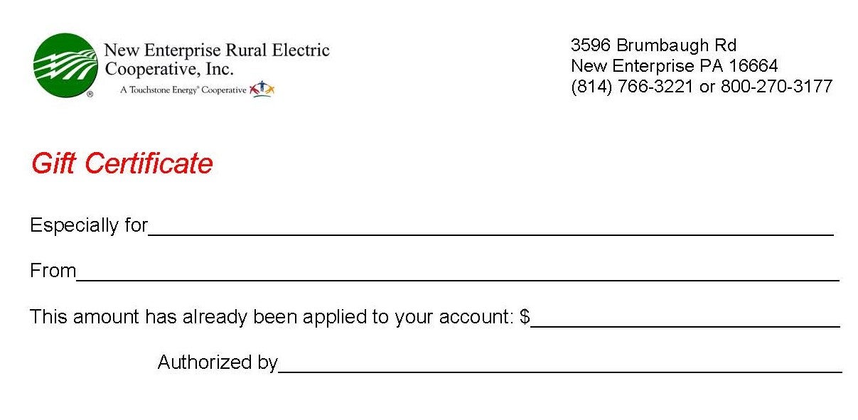 gift certificate
